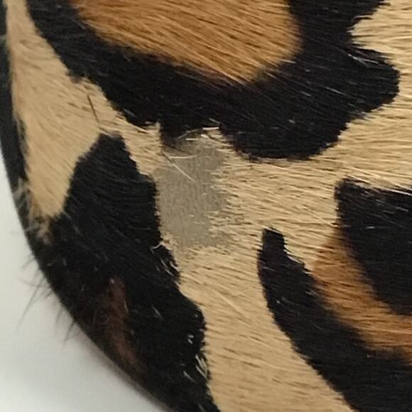 Sam Edelman Penelope Calf Hair Leather Nude Leopard Pump Peep Toe Heel 7.5 7 1/2 - Picture 12 of 16